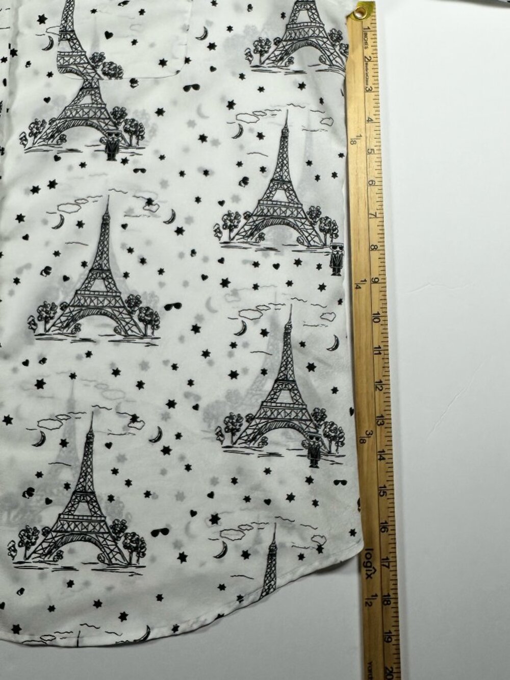 Karl Lagerfeld Women's Size XL Paris Eiffel Tower Blouse Top Long Sleeve Button - Picture 6 of 16